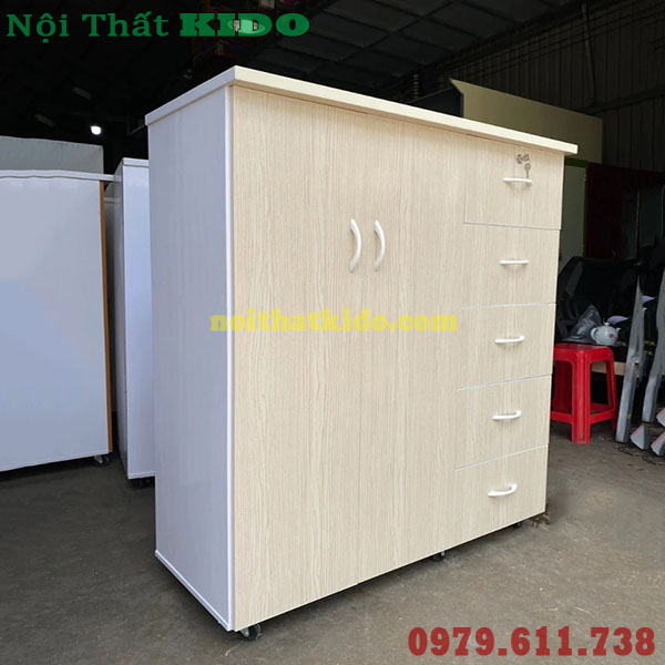 Tủ nhựa đựng quần áo 5 ngăn màu gỗ sồi