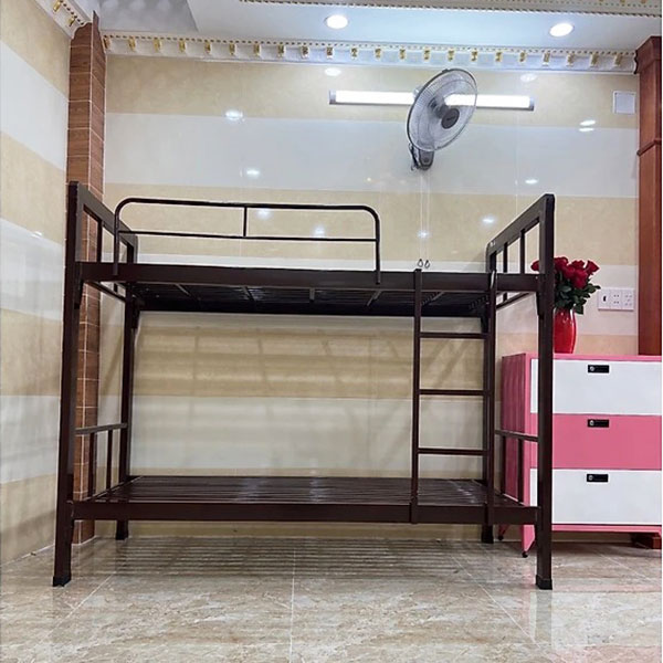 Giường hai tầng sắt màu giả gỗ