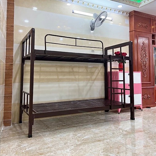 Giường hai tầng sắt màu giả gỗ