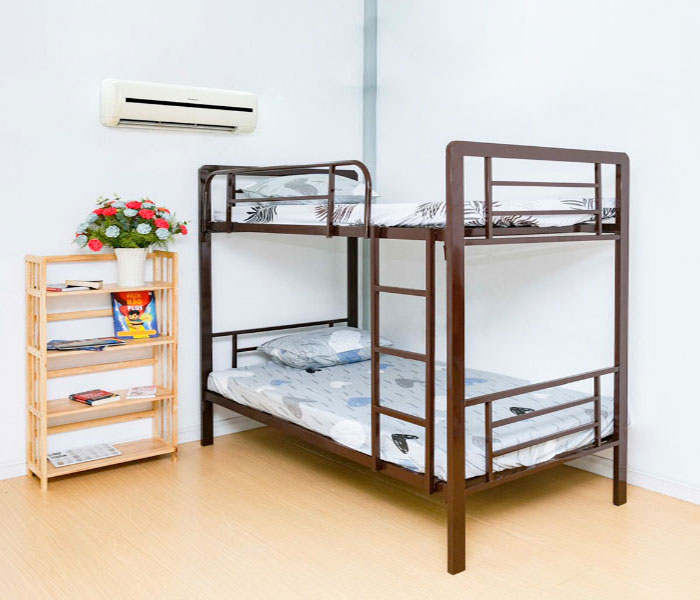 Giường sắt 2 tầng Kido màu nâu gỗ