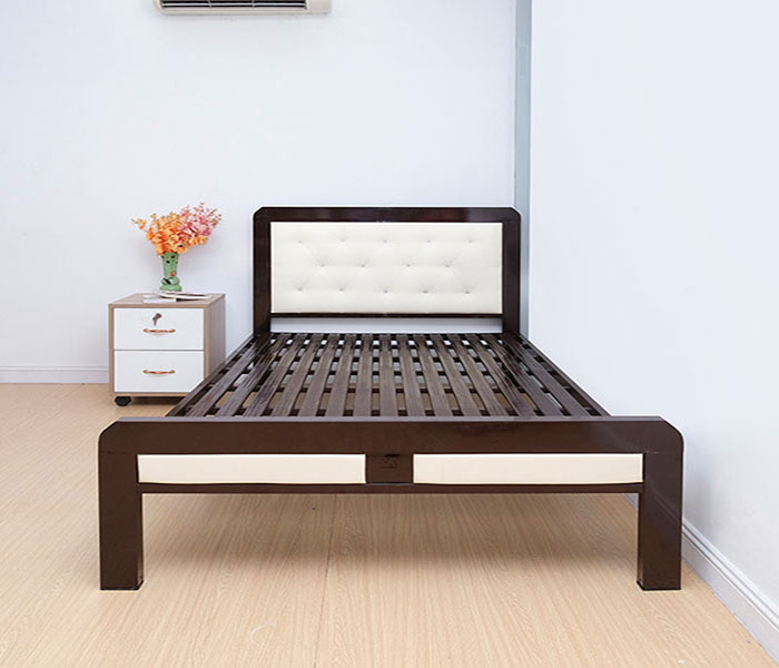 Giường sắt đơn 1m kido màu gỗ cho sinh viên
