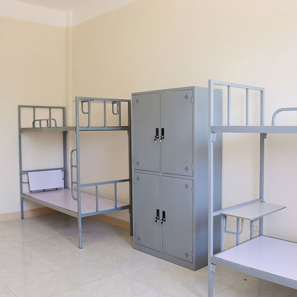 Giường tầng sắt 80cm có tủ đựng đồ