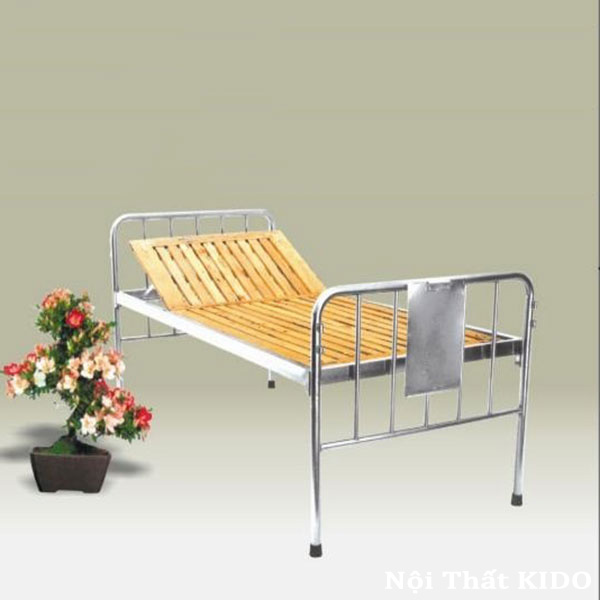 Giường inox dát gỗ