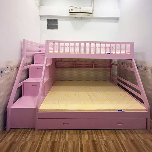 Mẹo chọn giường tầng gỗ thông màu hồng phù hợp cho từng gia đình