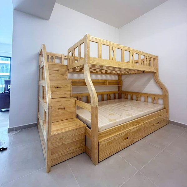 Hướng dẫn chọn mua giường tầng gỗ thông màu tự nhiên phù hợp nhu cầu