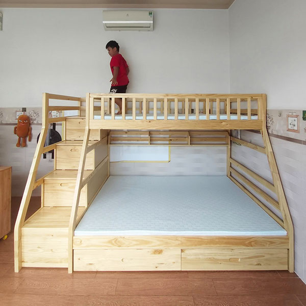 Giường tầng gỗ thông tự nhiên phù hợp với những ai và không gian nào