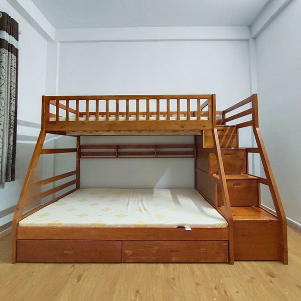 Giường tầng gỗ thông xuất khẩu màu Oka