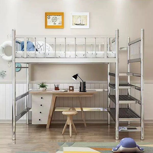 Giường tầng inox kết hợp gỗ