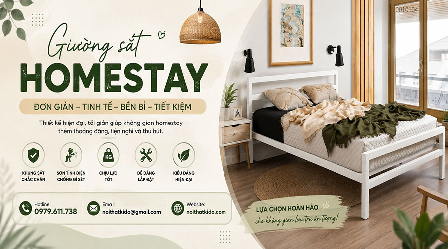 Giường sắt homestay