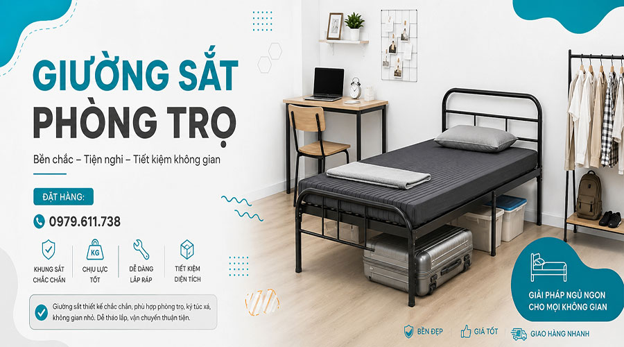 Giường sắt phòng trọ