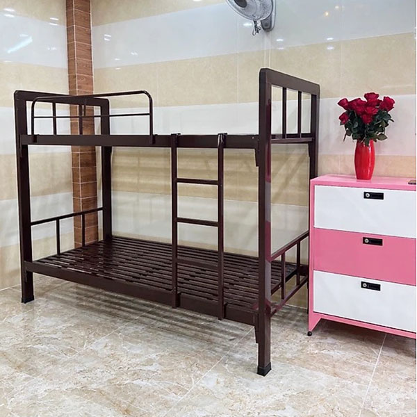 Giường hai tầng sắt màu giả gỗ