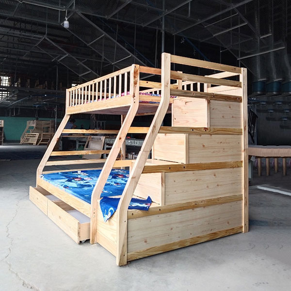 Giường tầng gỗ thông màu tự nhiên