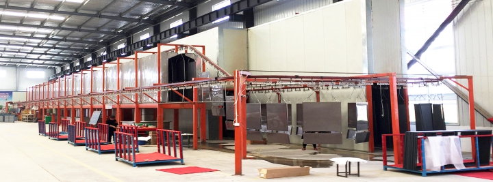 Khu vực sơn tĩnh điện cua xưởng sản xuất nội thất Kido