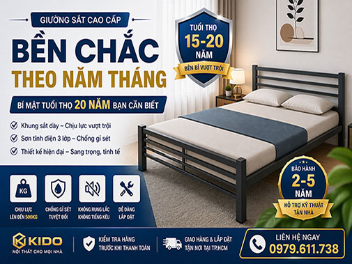 Giường sắt có bền không? Bí mật tuổi thọ 20 năm bạn cần biết